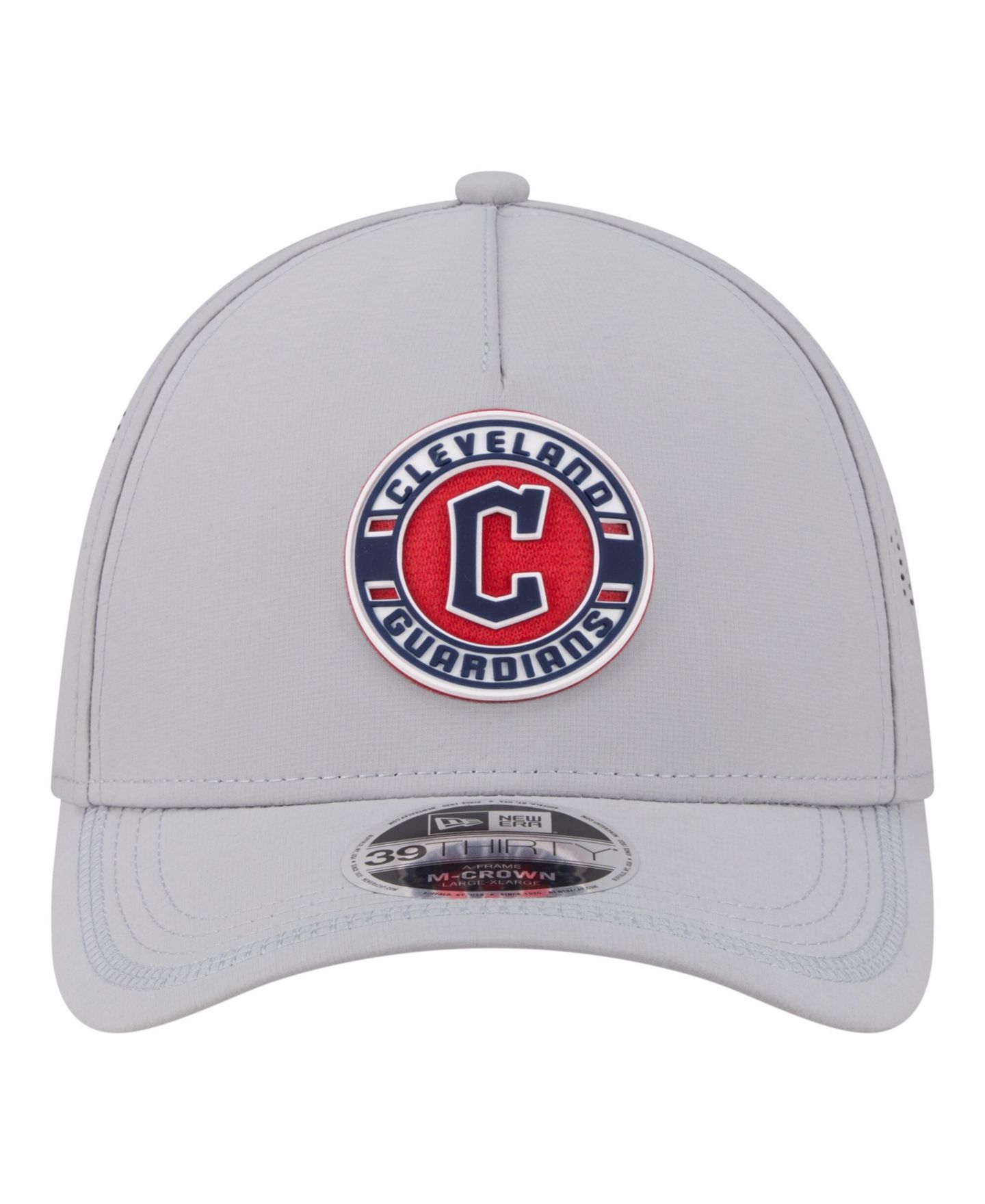Мужская кепка New Era Gray Cleveland Guardians Patch 39THIRTY A-Frame M-Crown Perforated Flex Hat — фото 2
