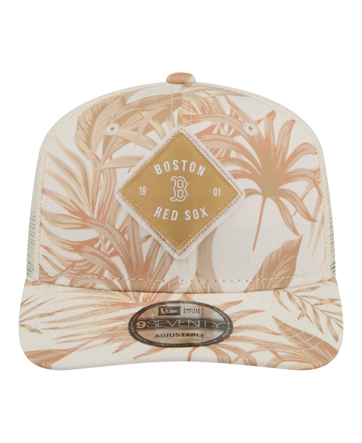 New Era Men's Tan Boston Red Sox Tonal Palm Coolera 9SEVENTY Adjustable Trucker Hat