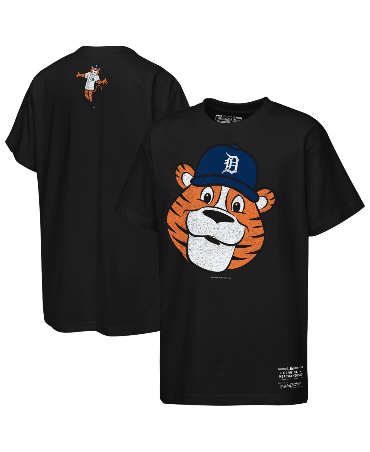 Mitchell & Ness Big Boys and Girls Black Detroit Tigers Big Face Mascot T-Shirt - Black
