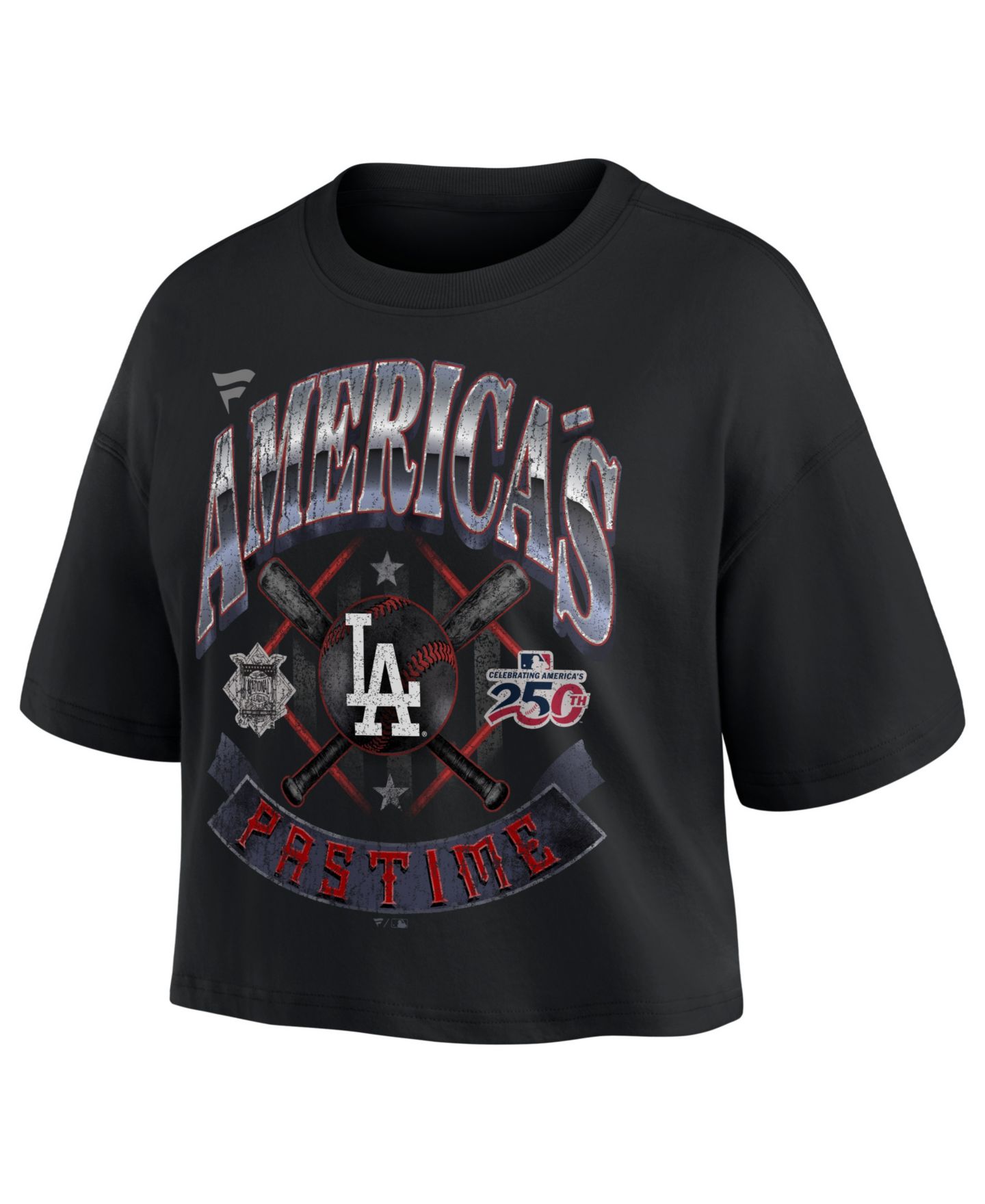 Женская футболка Fanatics Black Los Angeles Dodgers Americana Crop — фото 2