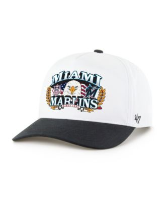 Men's White/Black Miami Marlins Americana Eagle Hitch Adjustable Hat