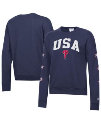 Women's Navy Philadelphia Phillies Americana Fleece Crewneck Sweatshirt