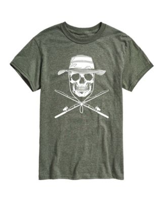 Men's Instant Message Fisherman Skull Crossed Rods Graphic T-Shirt