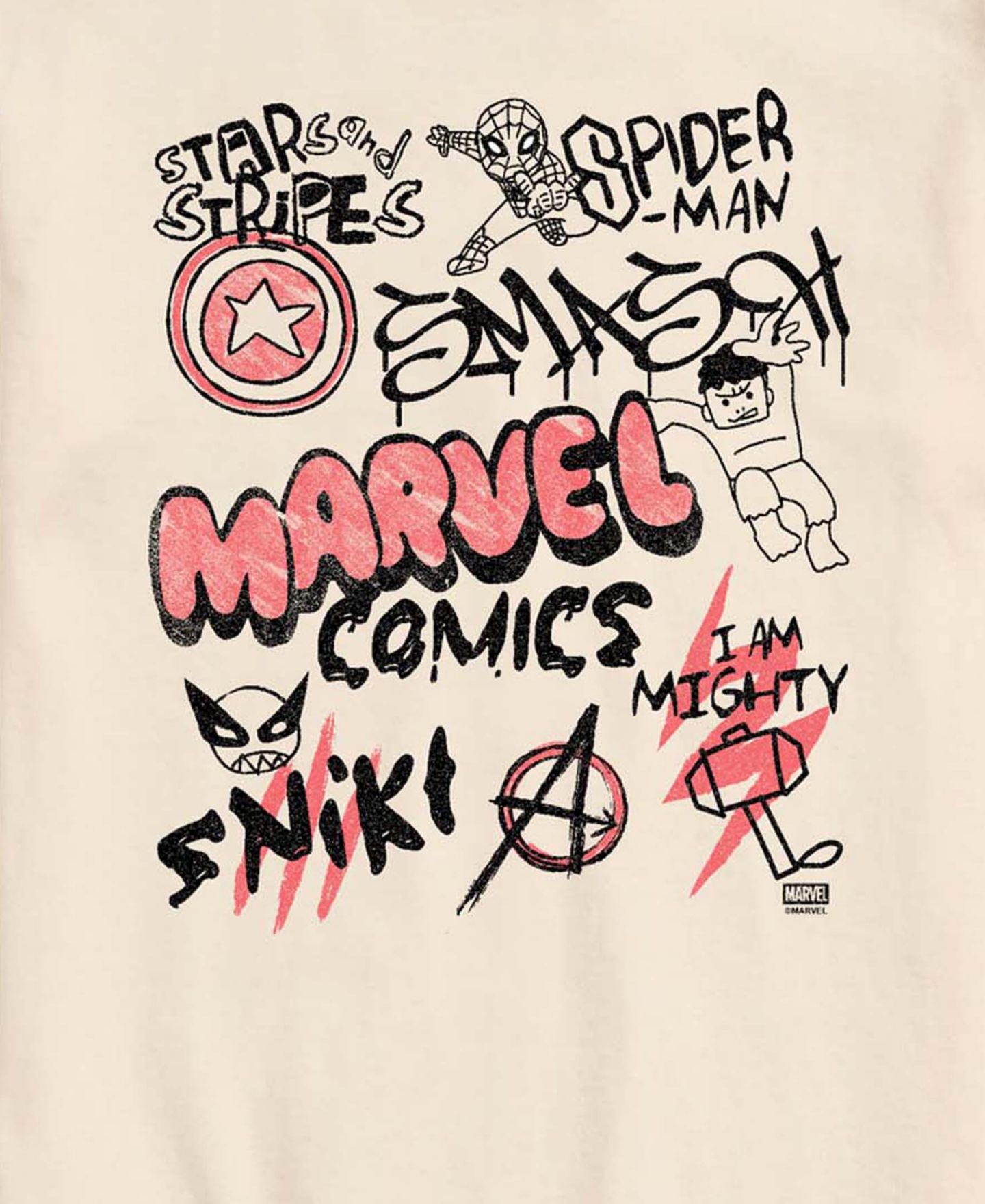 Мужская футболка AIRWAVES Marvel Super Hero Doodles Graphic, цвет: Кремовый — фото 3