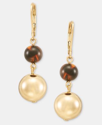 Tortoise-Look Double Drop Earrings