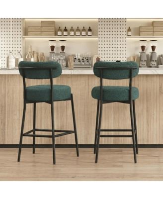 30" Bar Stools Set of 2, Counter Height Bar Chairs with Backrest and Footrest