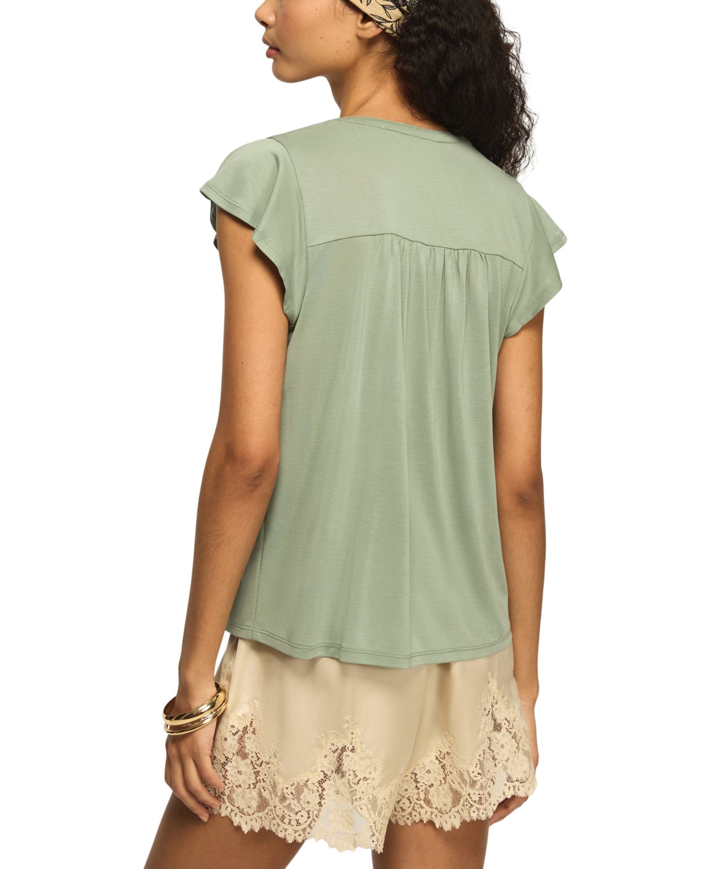 Женский топ Lucky Brand Sandwash Flutter-Sleeve Button-Up, цвет: Lily Pad — фото 5