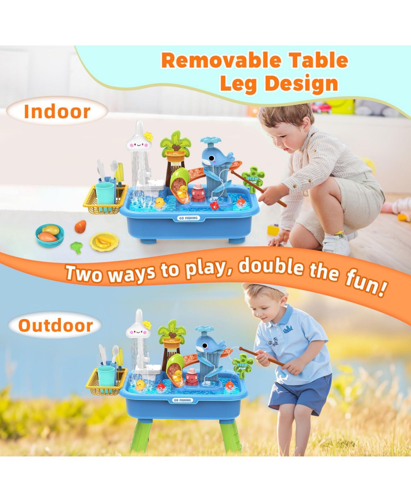 Детские игрушки GNUADZ Water Table Electric Pump Sand Play Sink Faucet Sensory Toy — фото 3