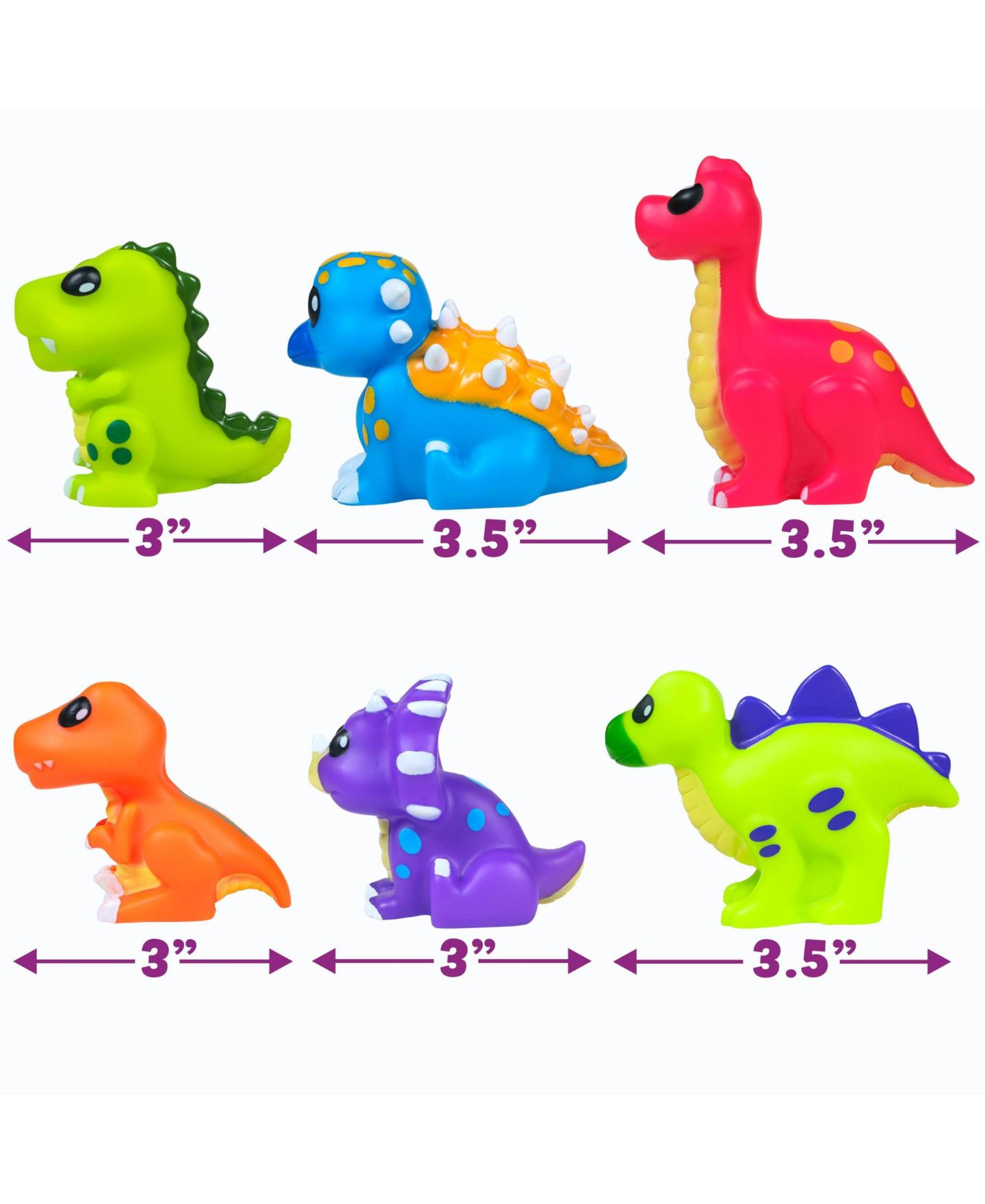 Детские игрушки GNUADZ 6 Pack Dinosaur Mold Free Bath Toys Sealed No Hole Design Soft Squeezable Float Water Easy Grip Pool Set, цвет: Разноцветный — фото 2