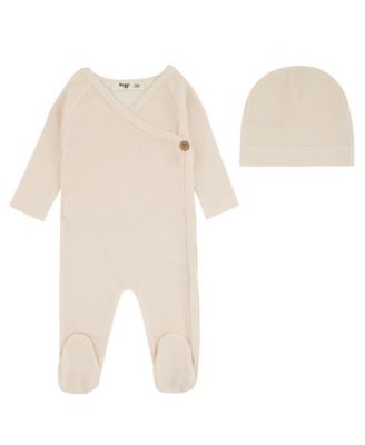 Baby Girls ( 1M to 12M ) Ribbed Striped Wrap Footie Set