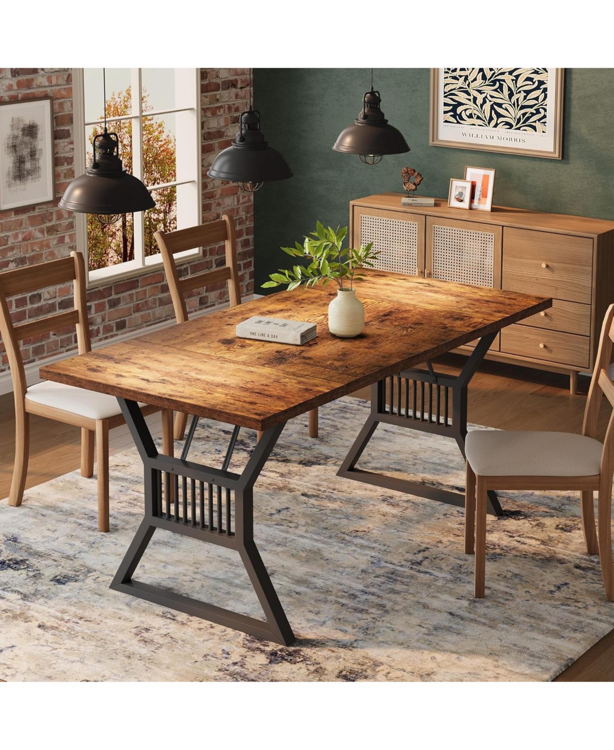 gaomon Dining Table, Kitchen Table with Heavy Duty Metal Legs, Farmhouse Room for
