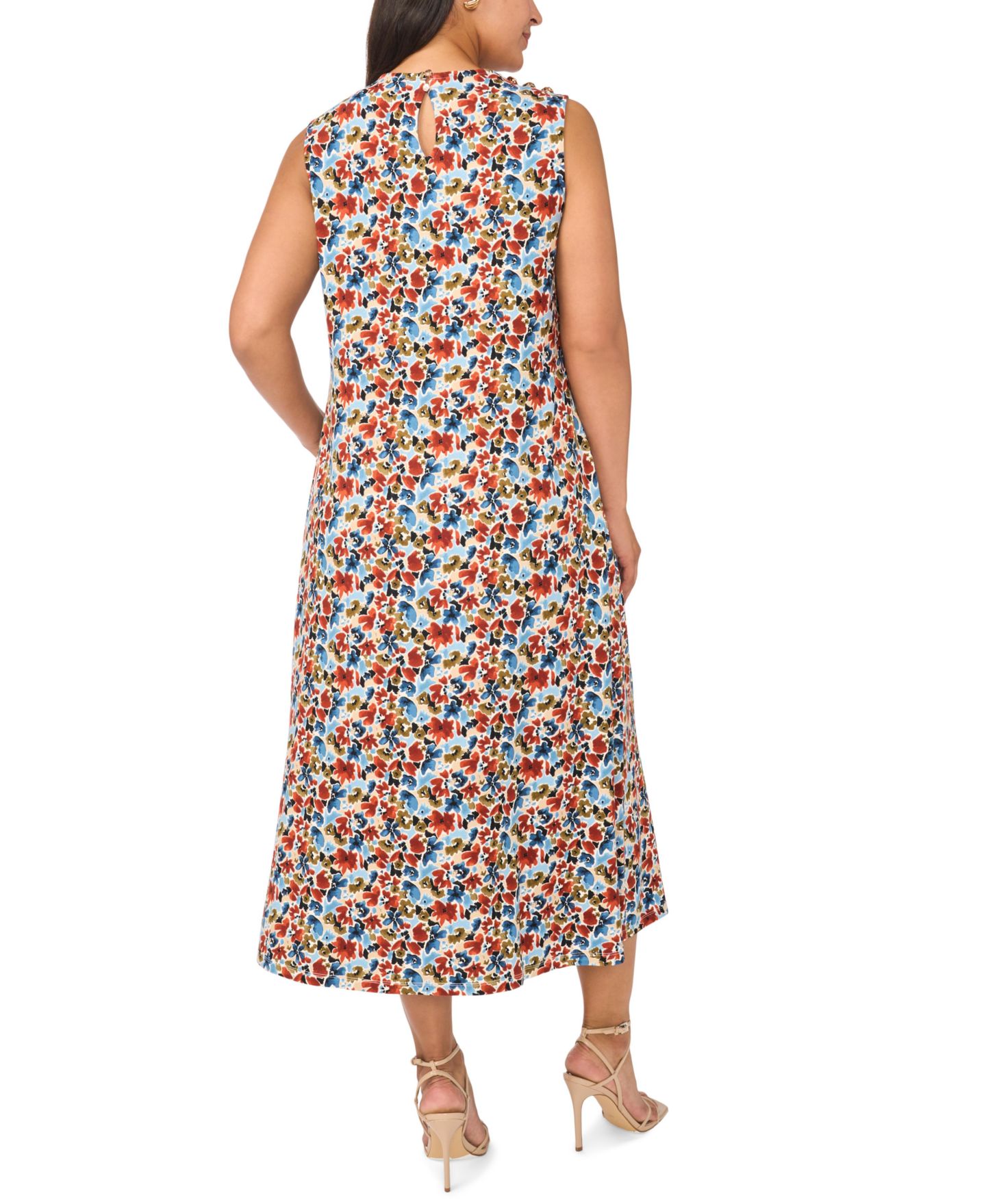 Женское платье Vince Camuto Plus Size Mock-Neck Pleated Midi, цвет: Джинсовый тёмно-синий — фото 4
