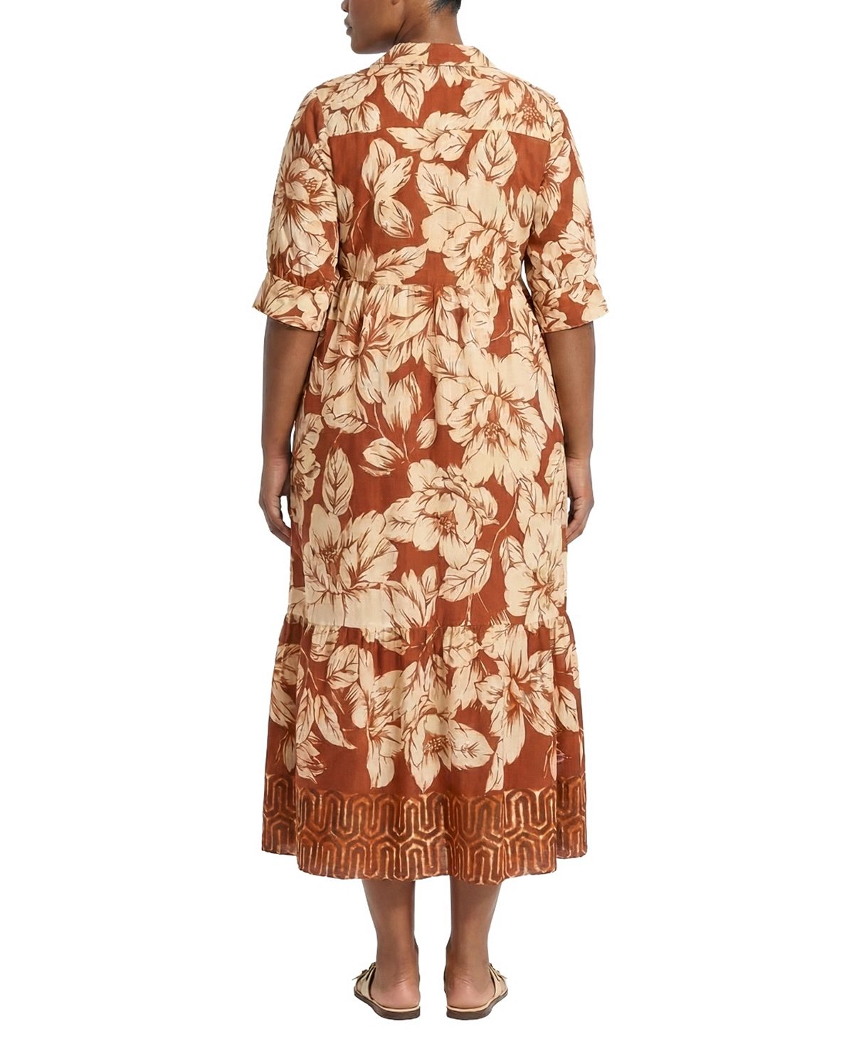 London Times Plus Size Collared A-Line Midi Dress view 3 — MAYCSS fashion products