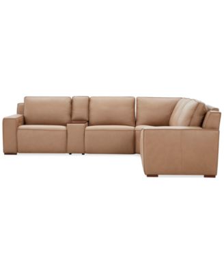 Aspen 3PM 6-Piece Leather L Sectional Sofa Set (LAF Recliner, RAF Recliner, Console, Corner, 2 Armless Chair)