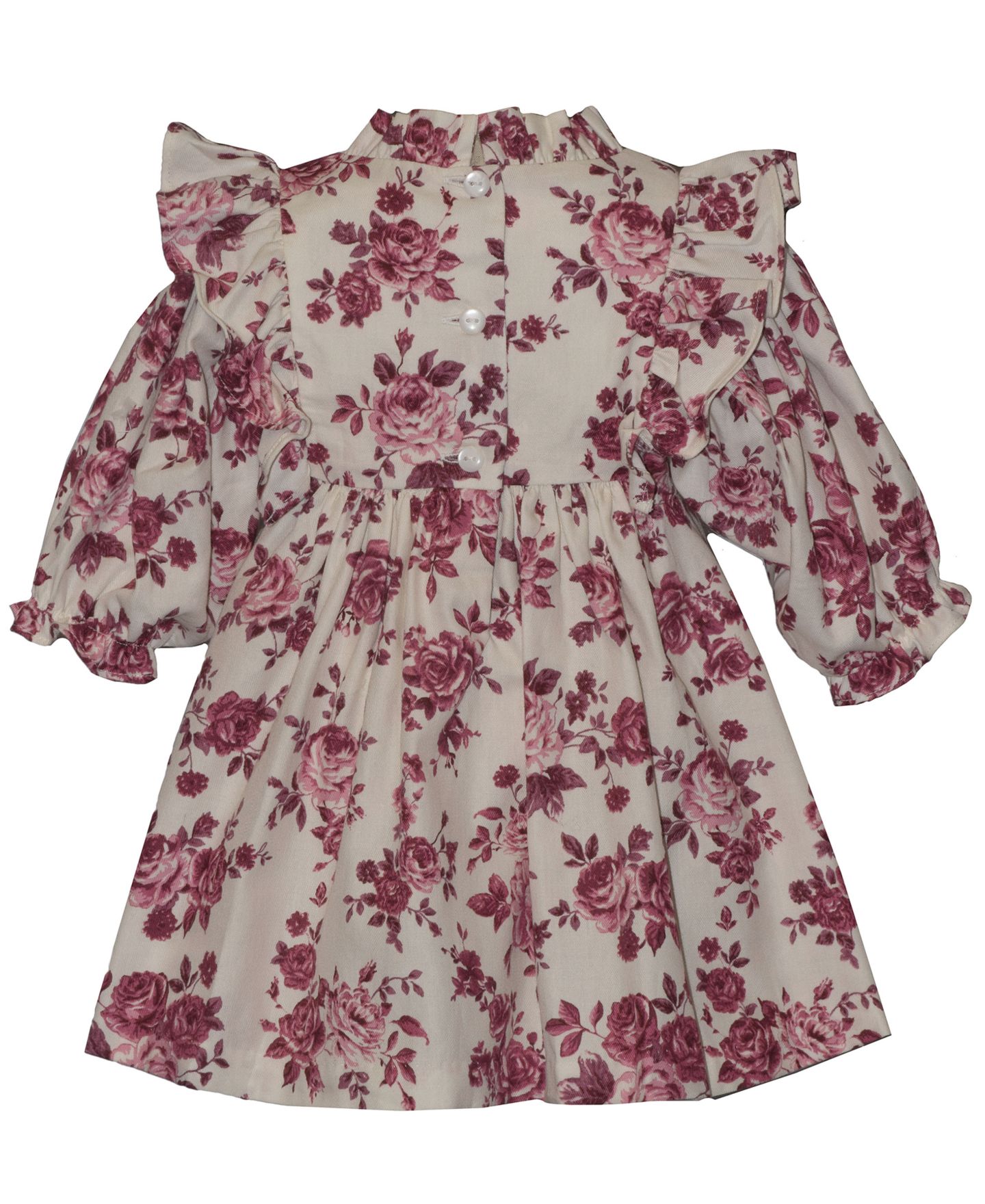 Платья Bonnie Baby Pinafore Floral Smocking Ruffle Neck Dress with Diaper Cover, 2-Piece Set для девочек-малышей, цвет: Бордовый — фото 2