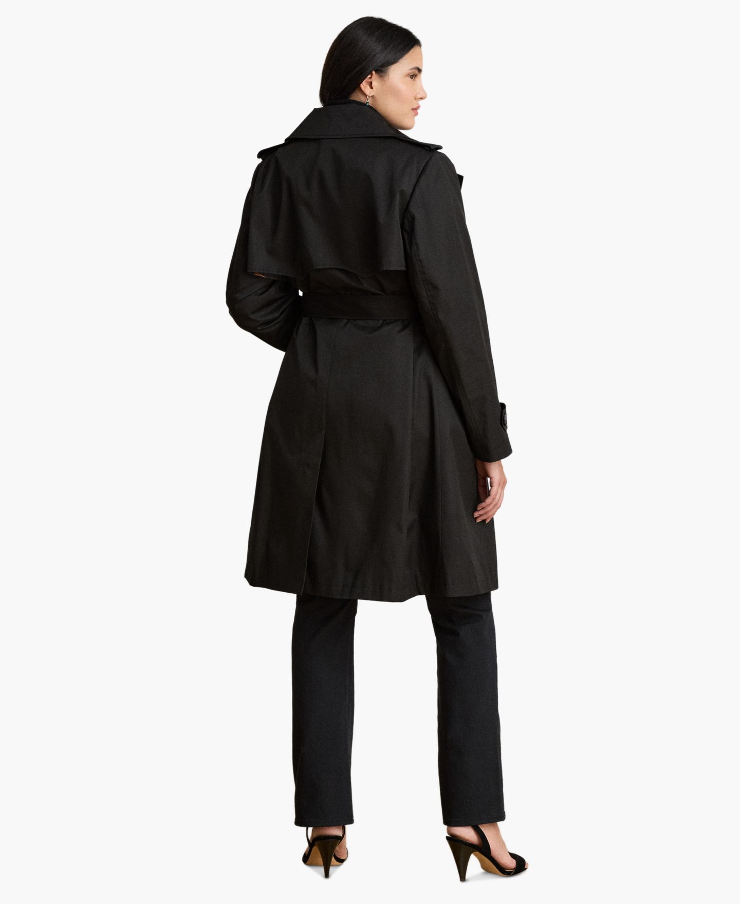 Женское пальто Lauren Ralph Lauren Plus Size Double Breasted Trench Coat, цвет: Чёрный — фото 3