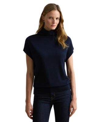 Women's Mock-Neck Cap-Sleeve Sweater