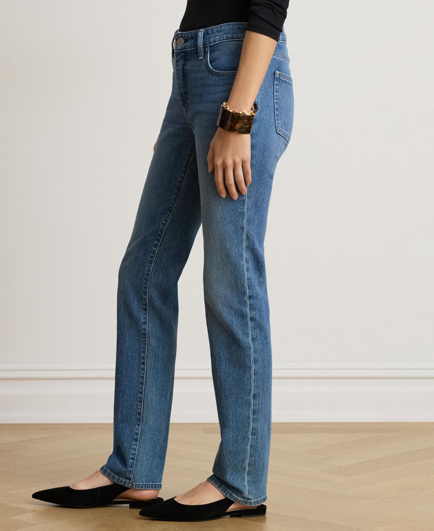 Женские джинсы Lauren Ralph Lauren Mid-Rise Slim Straight, цвет: Синий варёный — фото 2