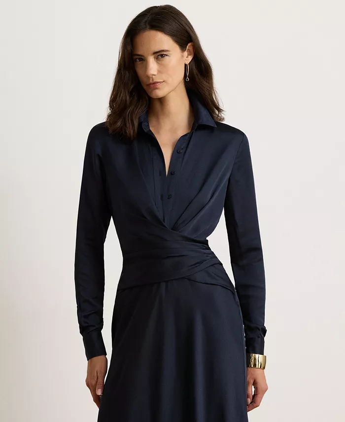 Women's Pleated Button-Up Charmeuse Gown - thumbnail 7