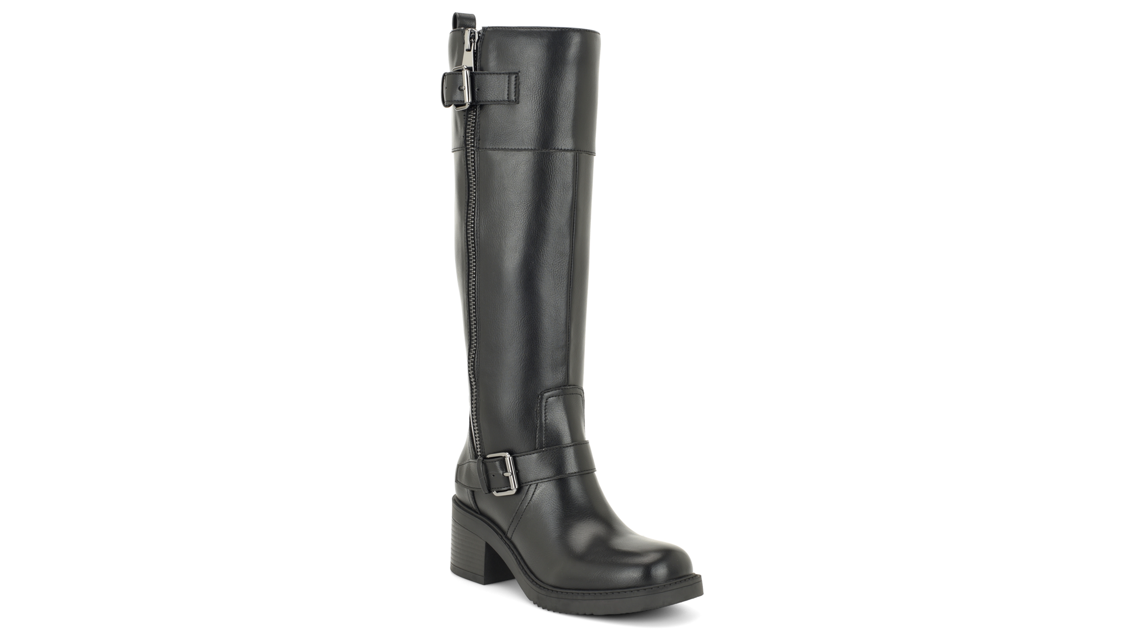 Nine West Women's Sabbon Round Toe Moto Tall Boots