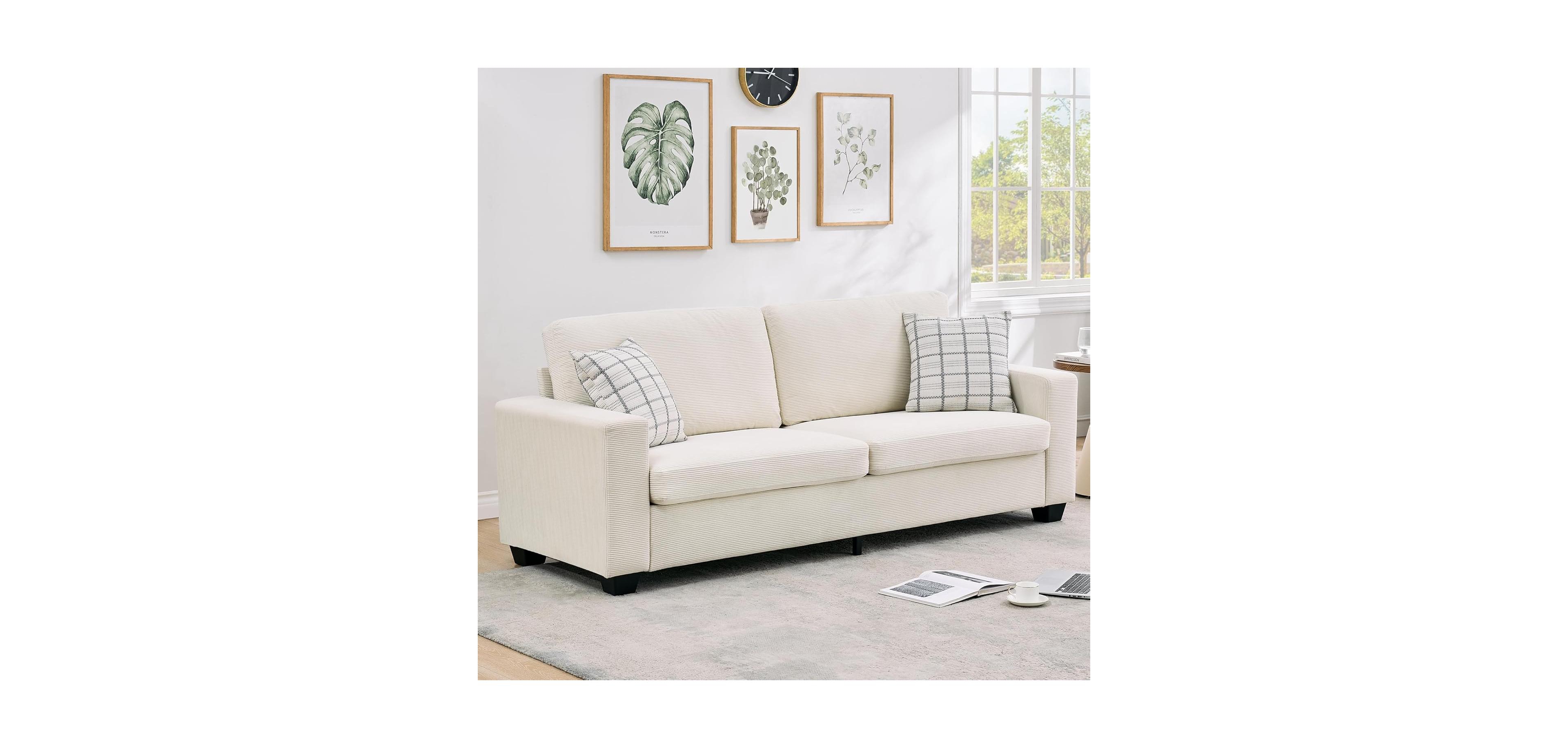 gaomon 83" Modern Sofa Couches for Living Room, Corduroy 3 Seater Deep Seat Couch, Upholstered Sofa for Bedroom Apartment