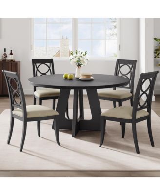 Modern Round Dining Table, Mid-Century Wood Kitchen Table with Natural Wood Legs, Circle Dining Room Table for 4-6 Persons