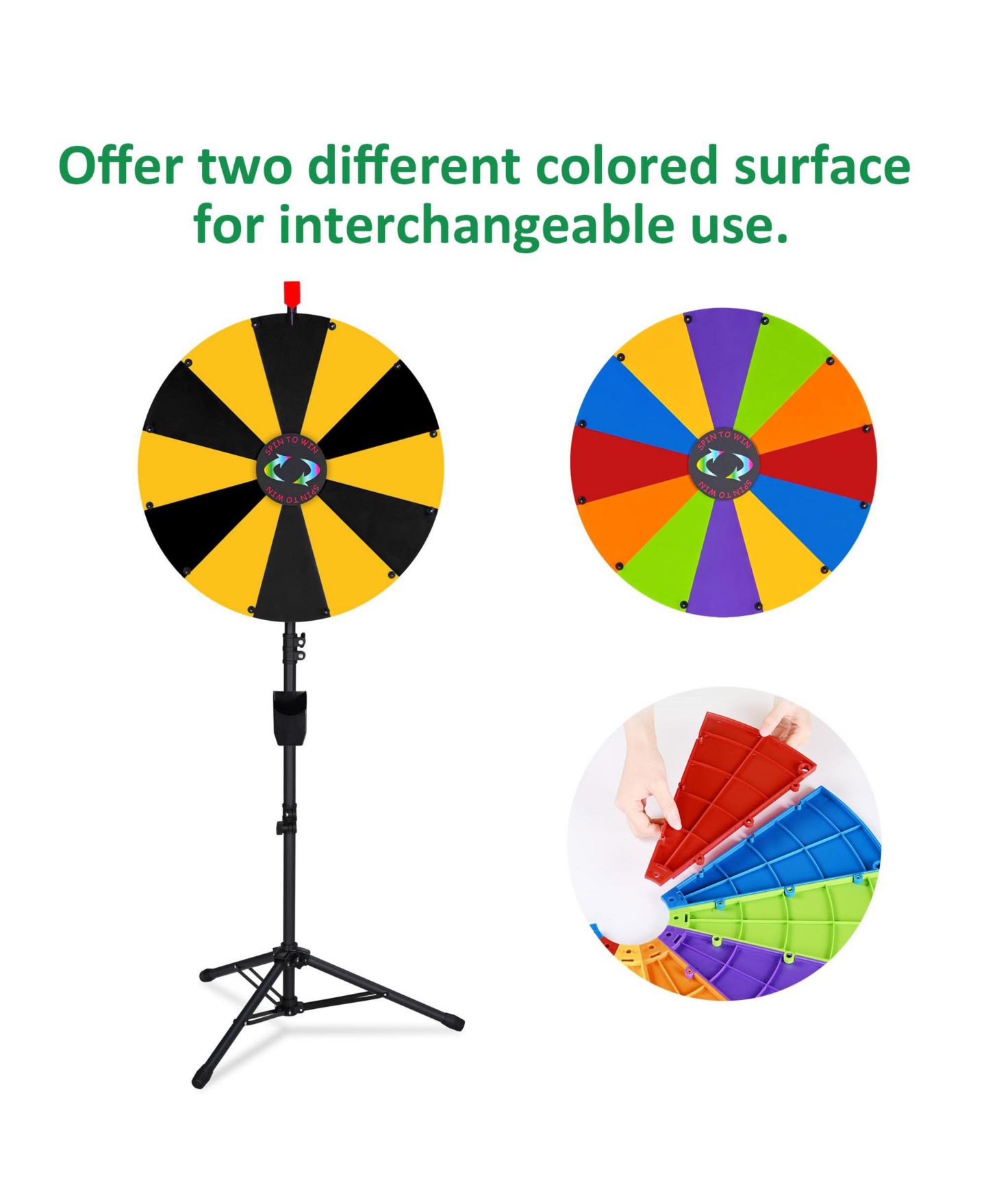 Детская игрушка WinSpin 24" Display Prize Wheel Black and Yellow DIY Tripod 12 Slot Modular Custom Spinning Wheel for Pop Up Trade Show, цвет: Natrual — фото 4