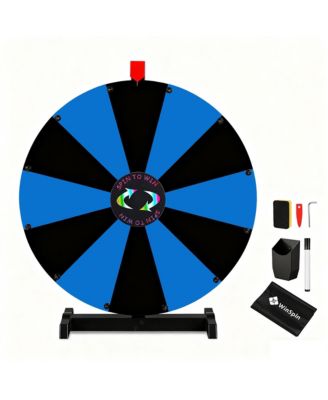 24" Display Prize Wheel Black and Blue DIY Tabletop 12 Slots Modular Custom Spinning Wheel for Pop Up Trade Show