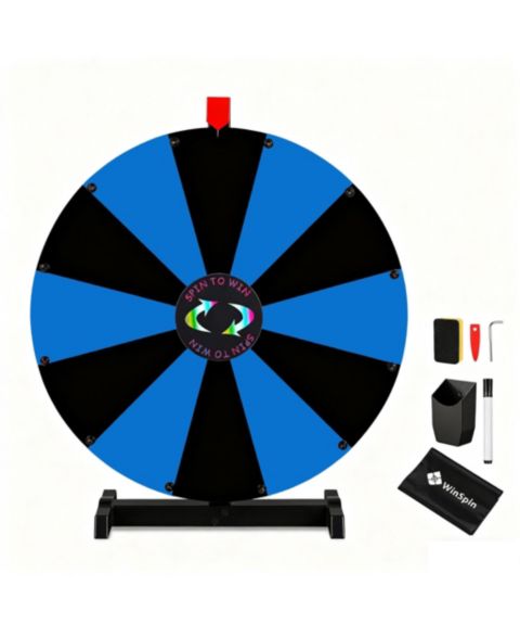 Детская игрушка WinSpin 24" Display Prize Wheel Black and Blue DIY Tabletop 12 Slots Modular Custom Spinning Wheel for Pop Up Trade Show, цвет: Natrual