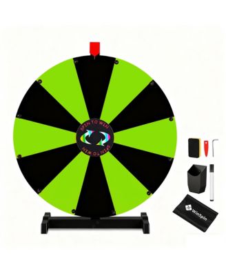 24" Display Prize Wheel Black and Green DIY Tabletop 12 Slots Modular Custom Spinning Wheel for Pop Up Trade Show