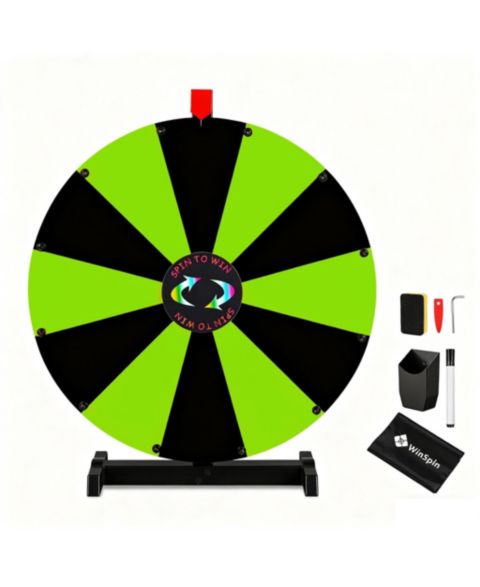 Детская игрушка WinSpin 24" Display Prize Wheel Black and Green DIY Tabletop 12 Slots Modular Custom Spinning Wheel for Pop Up Trade Show, цвет: Natrual