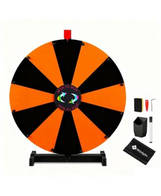 24" Display Prize Wheel Black and Orange DIY Tabletop 12 Slots Modular Custom Spinning Wheel for Pop Up Trade Show