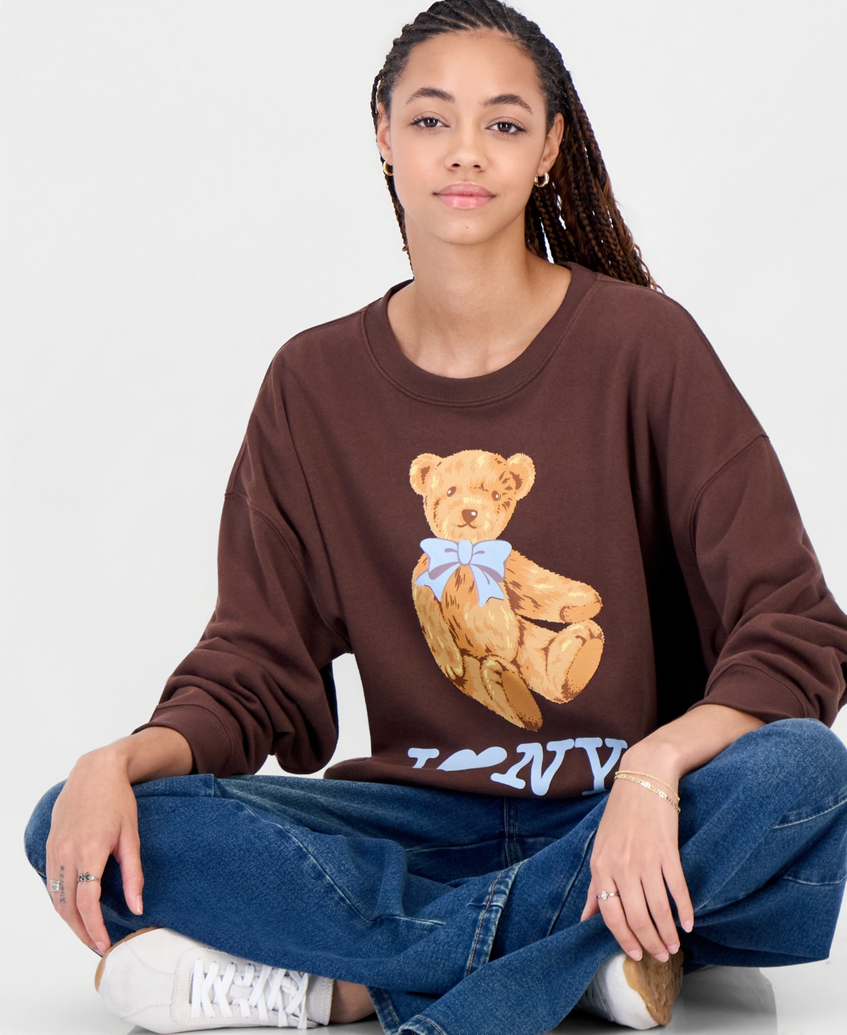 Grayson Threads, The Label Juniors' I Love Ny Bear Fleece Crewneck Sweatshirt