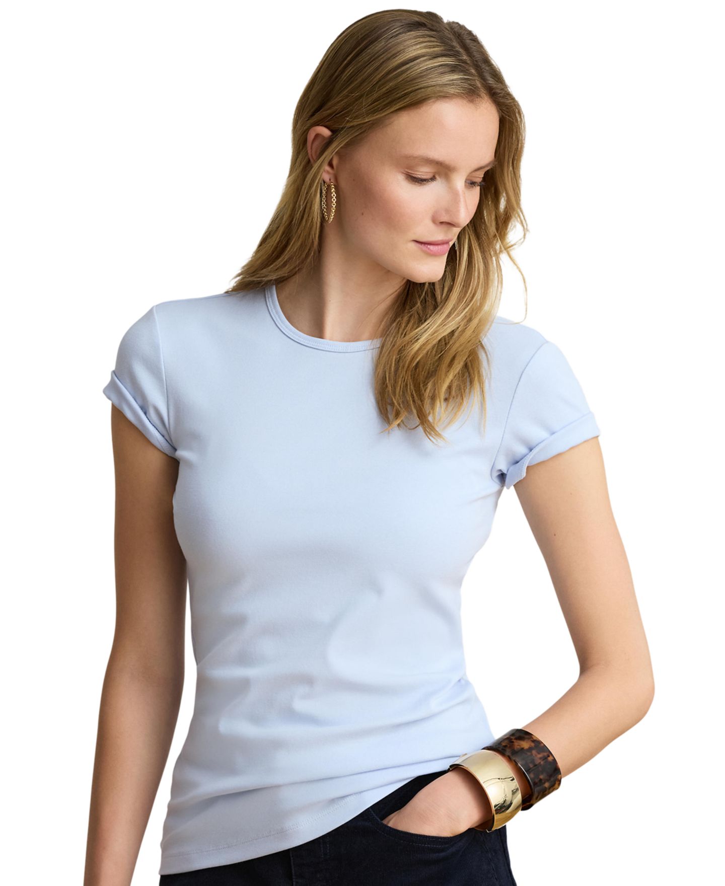 Женская футболка Lauren Ralph Lauren Stretch Knit, цвет: Синий — фото 8