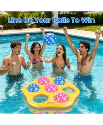1Piece Inflatable Tic-Tac-Toe Pool Game Set with 7 Balls Summer Water Toy Portable Inflatable Game for Pool Beach Backyard