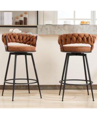 28" Bar Stools Set of 2, 360&deg; Swivel Modern Counter Height Bar Stools