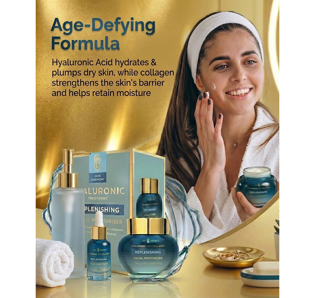 Lovery Hyaluronic Acid and Collagen Replenishing Facial Moisturizer - Korean Skincare Deep Hydration Korean Cream