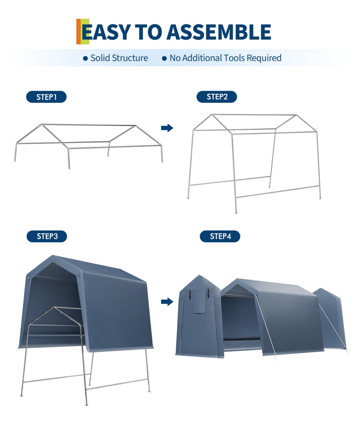 homfan 6x6 ft Motorcycle Shelter, Galvanized Steel Frame, Weather and Uv Resistant, Tool-Free Assembly Outdoor Bike Tent