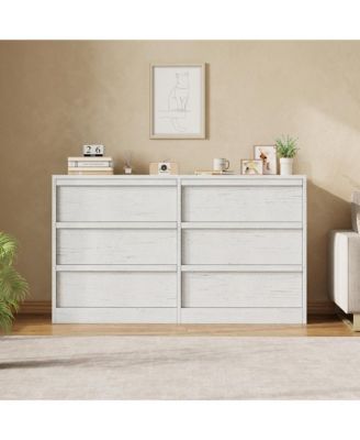 6-Drawer Storage Dresser Wide Antique Chest of Drawers for Clothes, Linens and Bedroom Organization