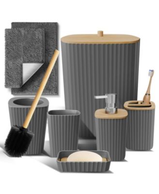 8 Piece Complete Bathroom Decor and Accessory Set with Bath Rugs