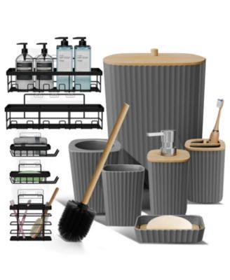 Modern Complete Bathroom Decor and Shower Caddy Set