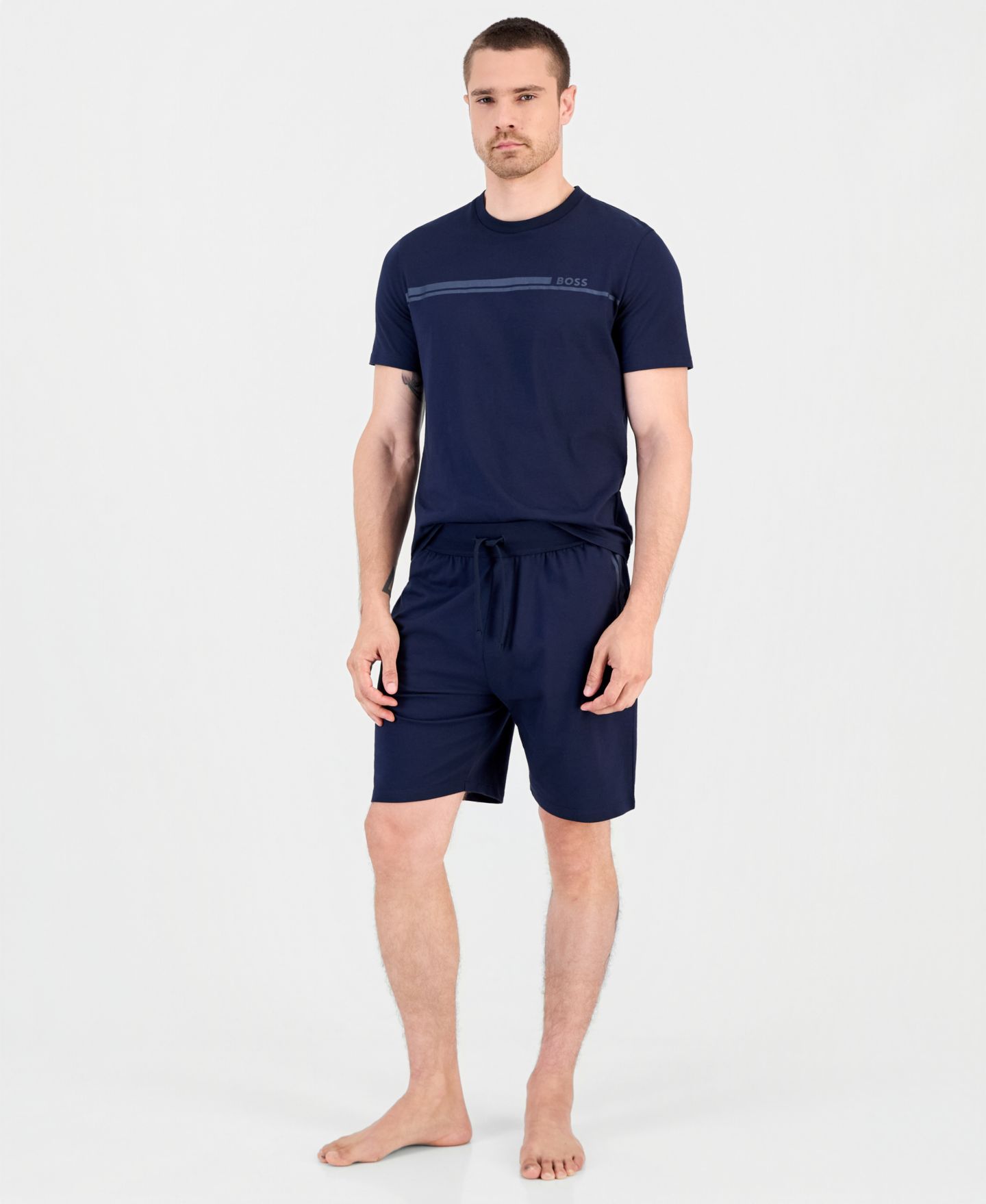 Мужские шорты BOSS by Hugo Boss Authentic Covered-Waistband Shorts, 8.2" Inseam, цвет: Тёмный синий — фото 1