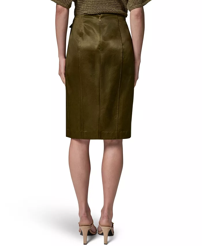 Women's Glazed Cotton Belted Skirt - thumbnail 5