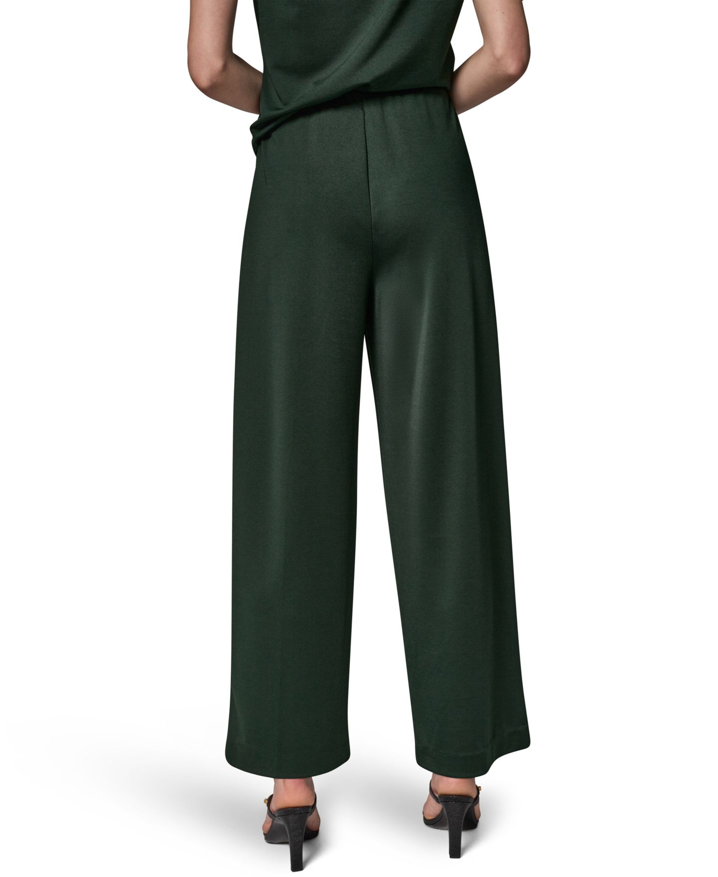 Женские брюки Donna Karan New York Wide-Leg Pull-On, цвет: Чёрный тёмно-зелёный — фото 4