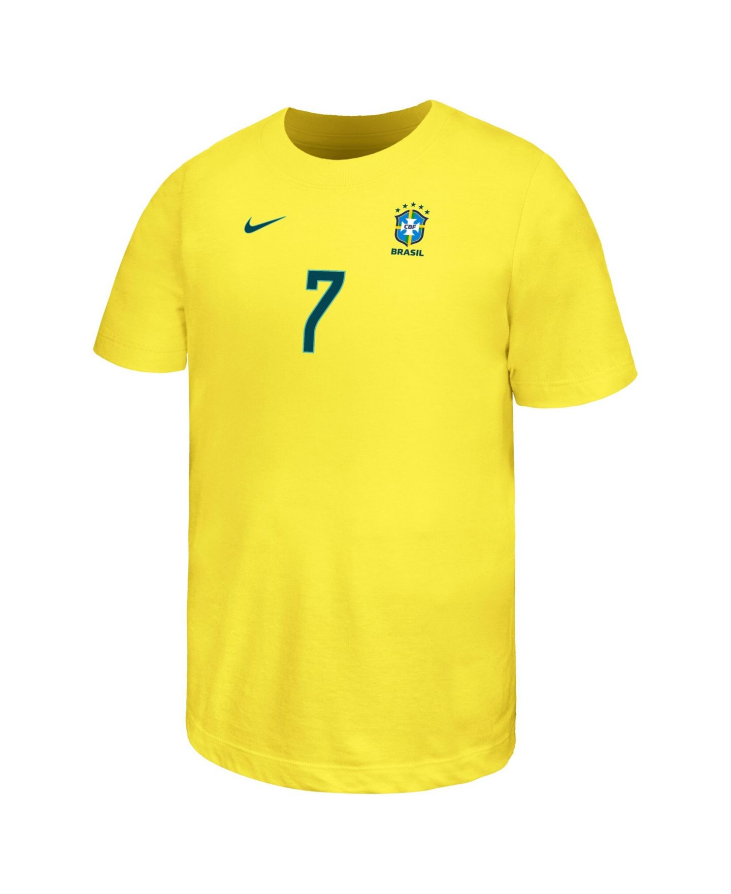 Детская футболка Nike Vini Jr. Yellow Brazil National Team Name & Number — фото 2