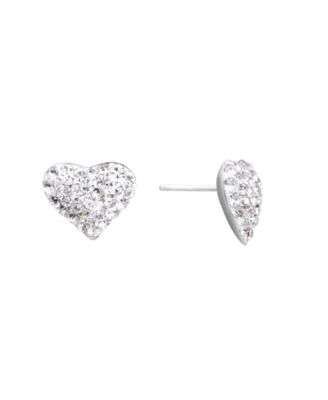 Crystal Pave 12mm Domed Heart Stud Earrings