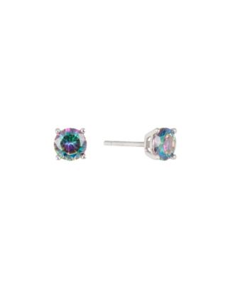 5mm Mystic Cubic Zirconia Basket Stud Earrings