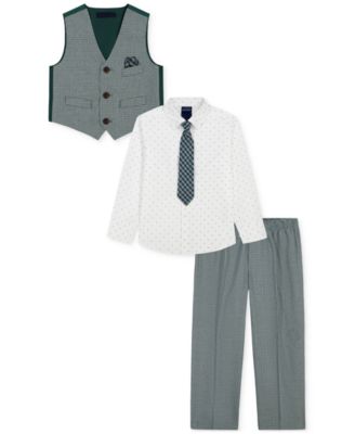 Baby Boys' Long-Sleeve Shirt, Vest, Pants and Tie, 4-Piece Set