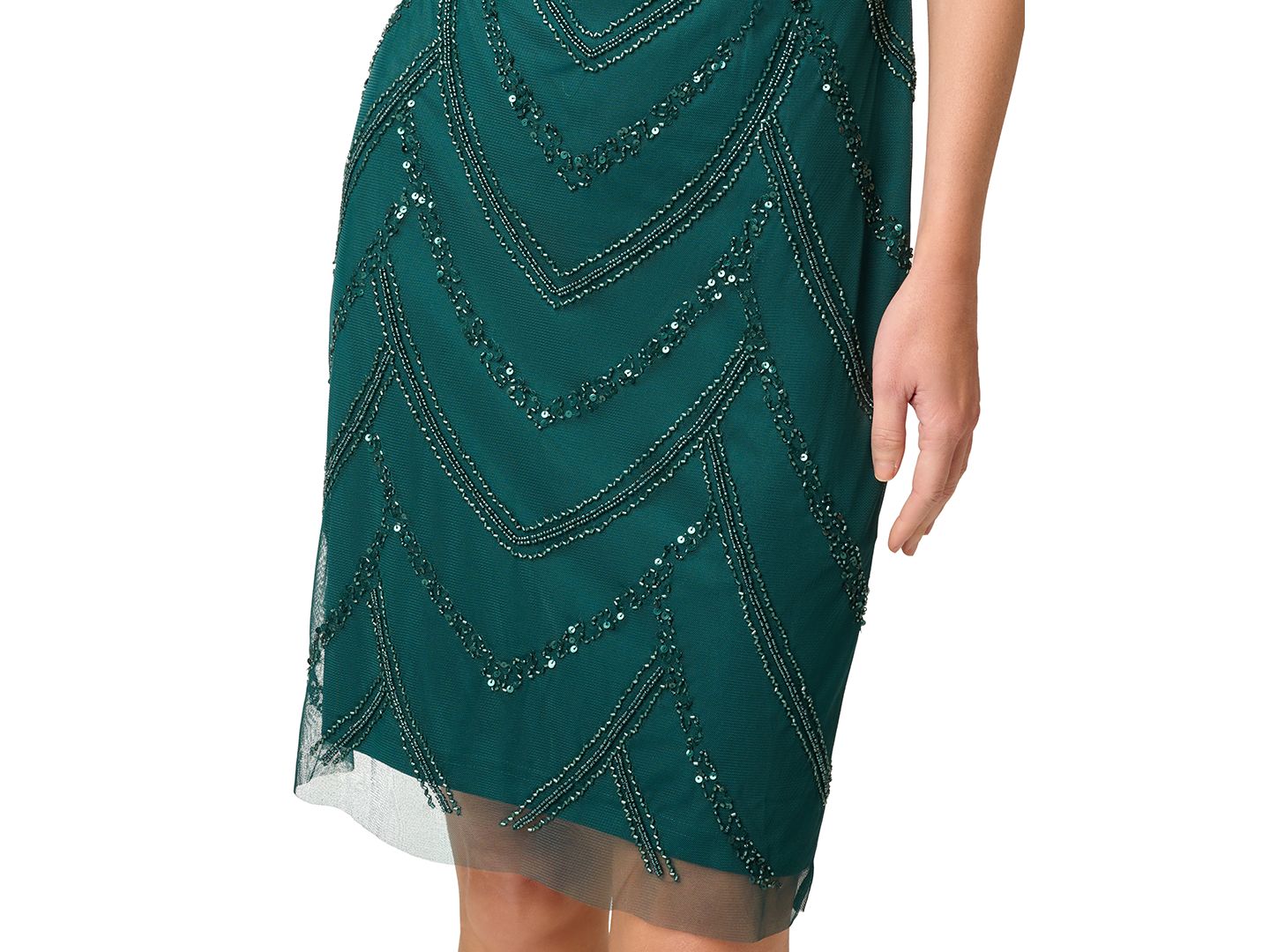 Женское платье Adrianna Papell Beaded Cap-Sleeve Sheath, цвет: Зелёный — фото 5