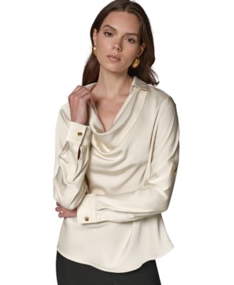 Women's Satin Back Crepe Long-Sleeve Top